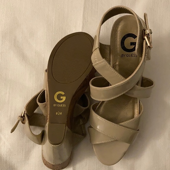 Guess- Wedge/Platform Cork Nude Sandals - Picture 4 of 14